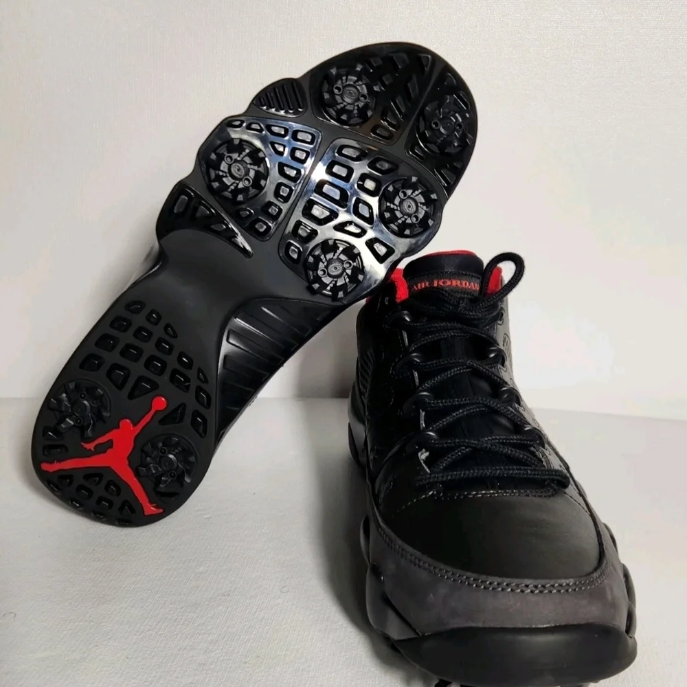 Nike Air Jordan 9 Golf Retro Black Charcoal True Red Mens FJ5934-002 Size 7.5